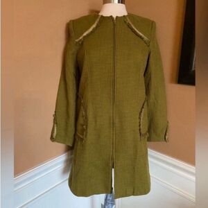 Paula Hian Gold Trim Lightweight Mid Length Jacket Small